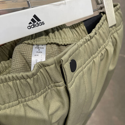 Adidas (adidas) sports pants men's pants 2025 autumn and winter casual pants woven plus velvet loose straight pants trousers JX1788 JX1789 green trousers snap button M