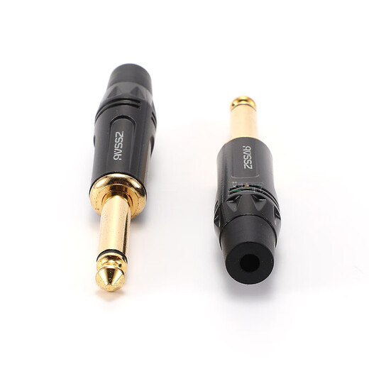 AVSSZ Two-pack 6.5mm stereo TS mono audio plug mixer microphone guitar amplifier connector 6.35 welding STS-BG big two core 2 pieces (black tail)