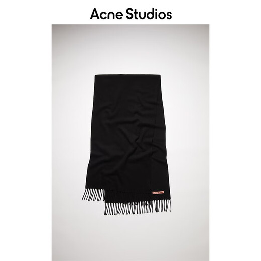 Acne Studios gift solid color tassel double-sided wool scarf shawl black