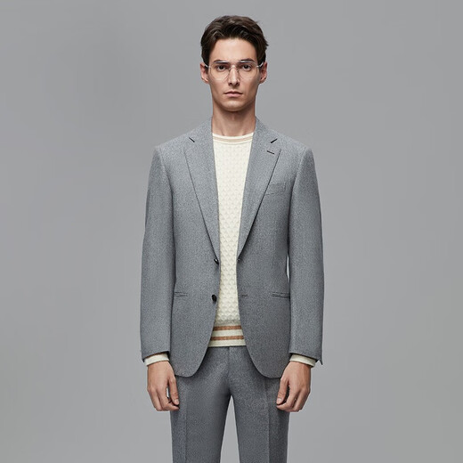 Blue Leopard (LAMPO) Wool Autumn and Winter Suit Men's All-Wool Flannel Dark Gray Suit Top Premium Light Gray 48 (170/96) C