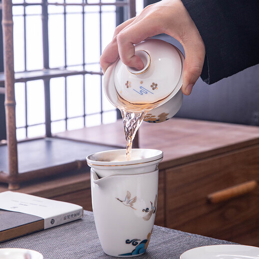 Nanci Huajian Yunhe gilt silver high-end tea set complete ceramic Kung Fu tea set gift set Huajian Yunhe gilt silver tea set high-end gift box