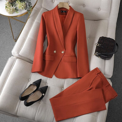 Jian Ting suit jacket women's 2026 spring and autumn new casual suit high-end professional temperament goddess style suit business formal wear maroon (suit + pants) M