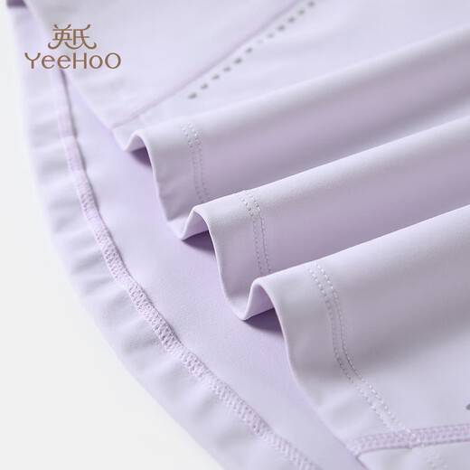YEEHOO girls' sports T-shirts, children's tops, medium and large children's clothing, long moisture-absorbing, quick-drying, sunscreen and anti-bacterial autumn clothing, purple 150