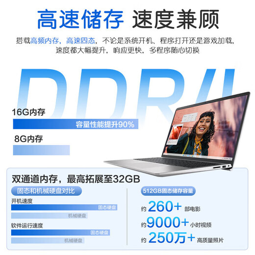 戴尔（DELL）【国家补贴15%】灵越15Pro 3530 高性能轻薄本15.6英寸商务办公ZX11A大学生手提笔记本电脑 13代酷睿i5 120Hz高刷 8G+512G固态 标配