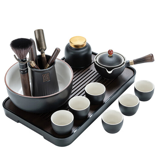 Zhengyang Xiaoyao Kung Fu Tea Set Home Side Handle Lazy 360 Degree Rotating Teapot Office Tea Tray Small Tea Ceremony Xiaoyao Bubble Style-Single Tea Maker