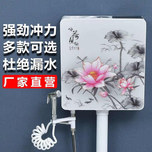 Shantou Lincun 5D thickened silent toilet squat toilet toilet toilet flush tank energy-saving wall-mounted high-pressure high-impact household 5D-Shiya-9L (thickened version) ten-year warranty standard