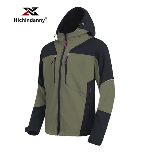 HICHIN DANNY fishing suit men's jacket spring, autumn and winter plus velvet, thickened and breathable outdoor fishing, rock fishing, sea fishing, military green XL