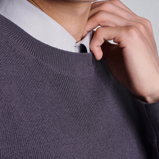 Angel Bird Cardigan Men's Autumn Men's Fashion Business Casual Long Sleeve Round Neck Cardigan Sweater Top Youth Dark Flower Purple L -48(175/96)