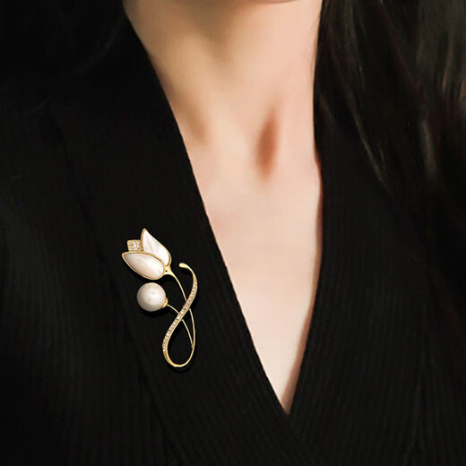 Marco Bizzarri high-end brand brooch, light luxury brooch, high-end women's exquisite tulip suit, anti-exposure women's corsage, Valentine's Day gift for girlfriend, wife's birthday gift