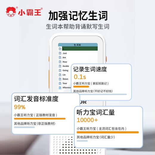 Xiaobawang A1 repeater machine English listening treasure Walkman learning machine ear-grinding memorization tool mp3 listening and reading student dedicated elementary school junior high school high school synchronous Chinese player upgrade 64G primary school English language + extracurricular resources