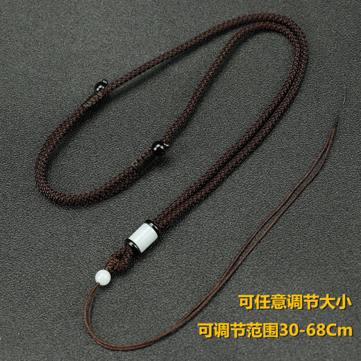 Mengyi handmade jade lanyard necklace rope jade pendant rope jade agate crystal lanyard for men and women adjustable rope black rope/white jade barrel bead style