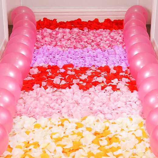 Hua Junyu simulated rose petals proposal, wedding room layout, hand-sprinkled flowers decoration, wedding sprinkled petals, romantic confession layout supplies, rose petals 1000 pieces pink