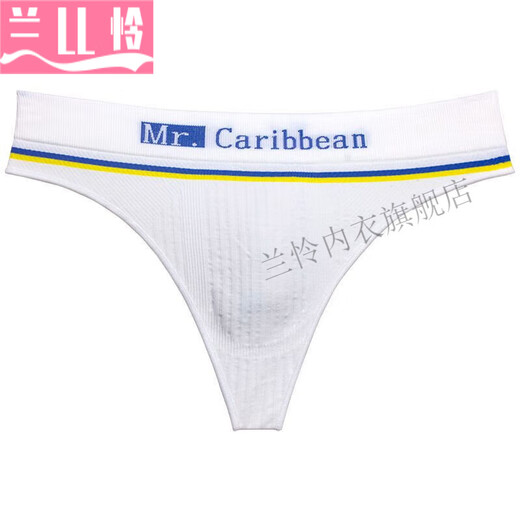 兰怜男士运动丁字裤宽腰舒适凸高弹中腰潮流无痕男生可爱健身内裤裤 蓝色 1条 L