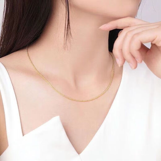 KZD Old Phoenix Gold Store model 999 gold-plated silver water wave necklace women's silver personalized ball chain clavicle chain gold-plated silver will not fall off ball chain 45 cm about 5 grams