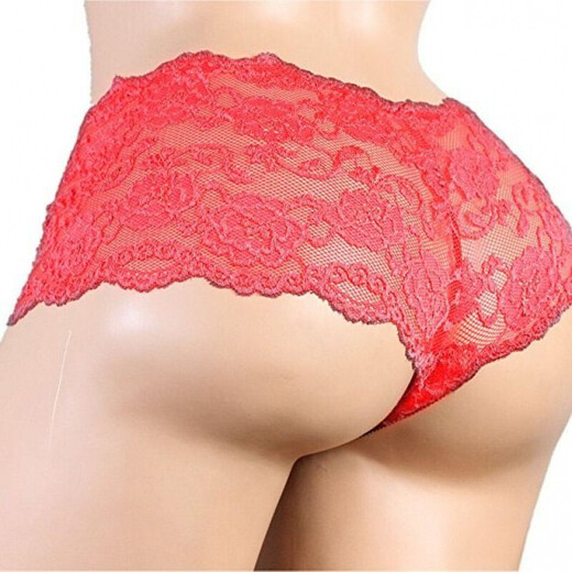 New Men's Sexy Underwear Men's Sexy Transparent Lace Underwear Thong M Red