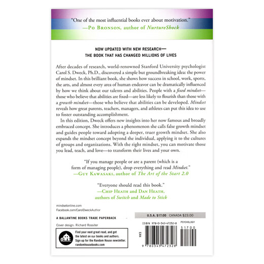 思维模式新成功心理学 英文原版 Mindset The New Psychology of Success Dweck 成长型思维 经管畅销书 搭成长的边界 思考快与慢
