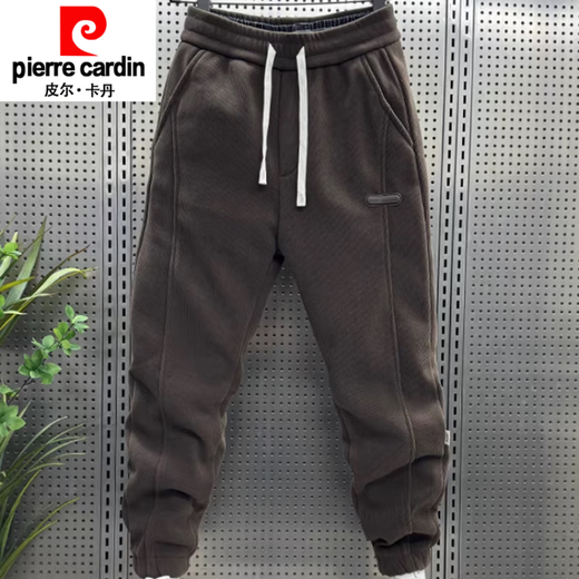 Pierre Cardin casual pants men's autumn harem loose winter velvet thickened sports trousers men's new black plus velvet style 2XL recommended 145-160Jin Jin equals 0.5 kg