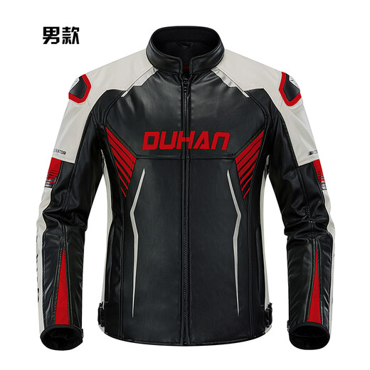 Duhan (DUHAN) D-2168 motorcycle riding suit for men and women, four-season racing suit, off-road motorcycle leather jacket, autumn and winter red and white men's L