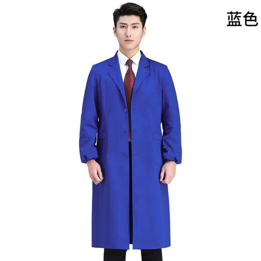 Guiren Xiong velvet thickened smock, warm coat, men's and women's work clothes, waterproof and oil-proof camouflage long coat, kitchen long-sleeved labor protection suit, regular without hood, navy blue, large size (160-200)