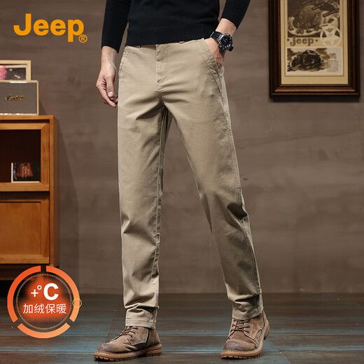 JEEP Jeep plus velvet thickened high-end men's casual pants men's 2025 autumn and winter new loose straight pants business pants men