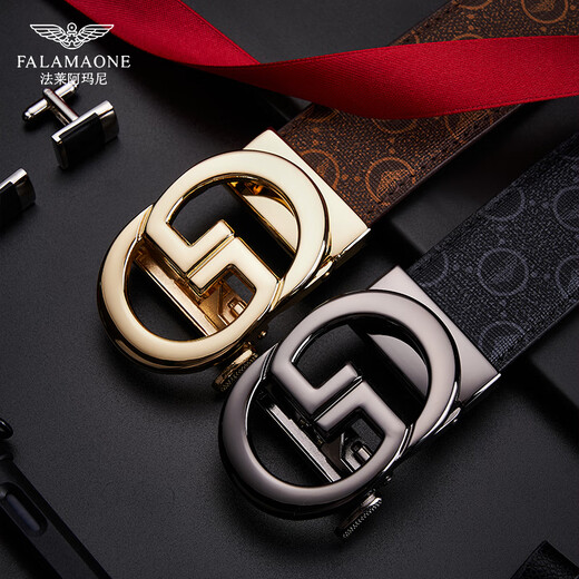 FALAMAONE Men's belt light luxury belt men's business casual trouser belt birthday gift for boyfriend husband father PD844J gold [counter gift box] 120cm other sizes contact customer service