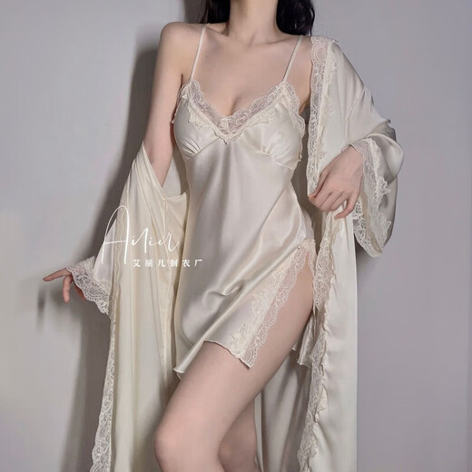 Adore Autumn and Summer Sexy Pajamas Women's Summer Suspender Nightgown Nightgown Pure Lust Wind Backless Ice and Snow Silk 2026 New Simple Set Black (9161 Two-piece Set) L