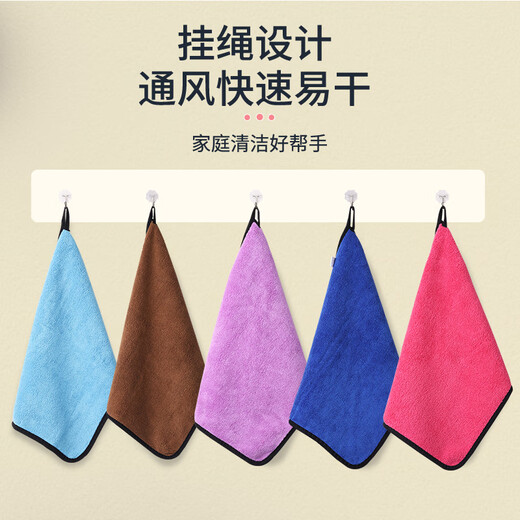 Worthjia cleaning rag absorbs water and does not shed lint, tablecloth thickened double-layer coral velvet microfiber kitchen housework cleaning cloth double-sided coral velvet 30*40 3 pack