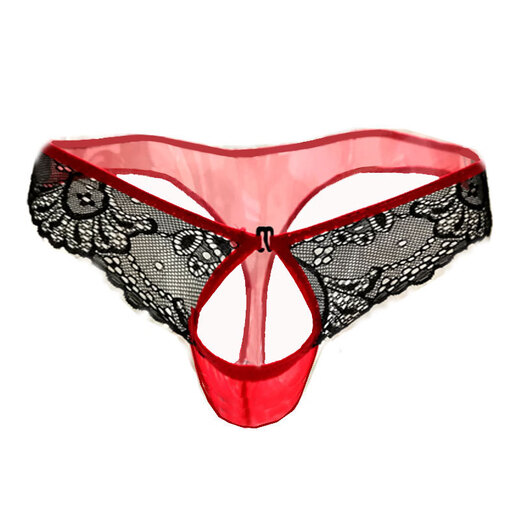 
Underwear sex passion passion open crotch free thong reveals eggs physiological penis men's underwear fully transparent boys black men XXXL add fat and enlargement