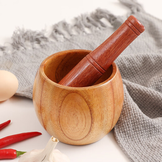 Traditional old-fashioned garlic mortar household garlic grinder manual garlic pounder jujube wood garlic jar medium jujube wood garlic pounder