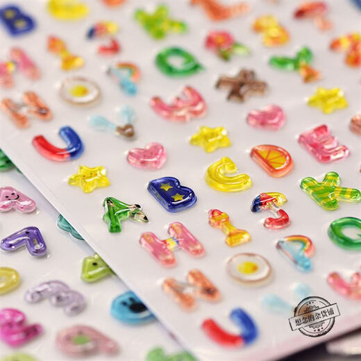 
Shantou Lincun Korean stickers English alphanumeric hand account mobile phone case three-dimensional children's cute decorative stickers two blue letters