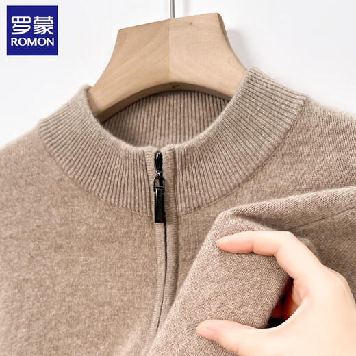 ROMON pure wool sweater men's stand-up collar zipper cardigan autumn and winter thick warm knitted wool sweater jacket for young and middle-aged men 3302 black 2XL /180 recommended 150-170Jin Jin equals 0.5 kg