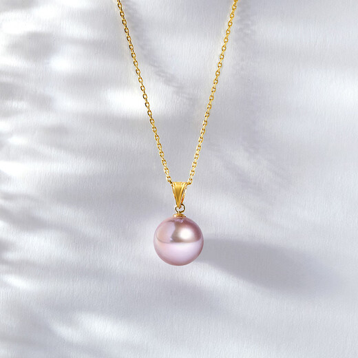 Tahiti 18K gold pearl pendant purple Edison freshwater pearl necklace for mother and wife upgraded thickened buckle 11-12mm +925 silver chain
