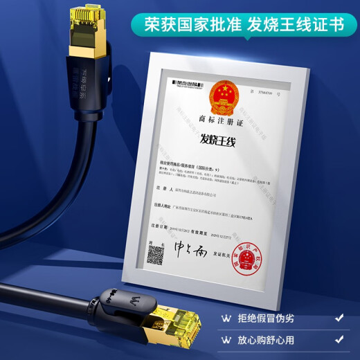 WANJEED Category 8 Network Cable Game Esports 40G 10G High Speed ​​Category 8 Finished Network Jumper Pure Copper Engineering Double Shielded Computer Broadband Cable Category 8 Esports [Big Thunder Battleship] Black 1 Meter