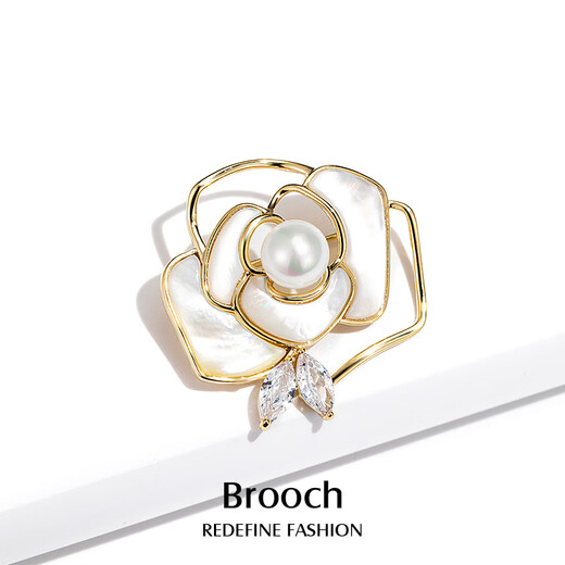 Qlady camellia brooch, high-end female brand corsage, anti-exposure pin, silk scarf buckle, Mid-Autumn Festival birthday gift for mom