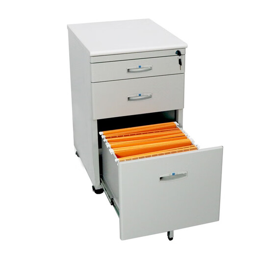 Jida Furniture (JIDA) Shanghai iron sheet steel three bucket drawer movable document low tool information cabinet under the table a4 hanging quick labor cabinet with wheel lock light gray GX-3D height 675*width 405*depth 495