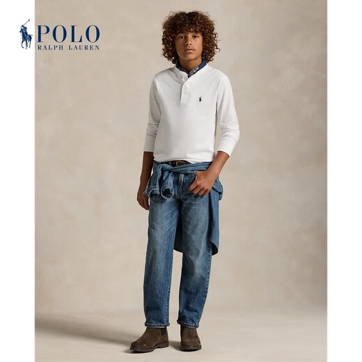 Polo Ralph Lauren Boys Classic Cotton Jersey Henley RL41762 100-White S