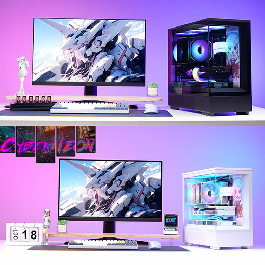 Patriot Xingcanlan Xingcan Xiaolan sea view room case column-free panoramic side transmission high-value e-sports game desktop computer mainframe MATX/240 water-cooled white
