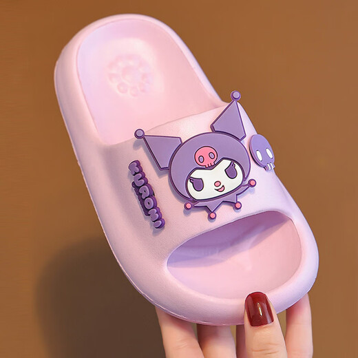 Gong Mao Children's Slippers Girls Summer Indoor Home Non-slip Soft Soled Boys Outerwear Cartoon Kuromi Sandals Girls Purple Kuromi 28-29 Inner Length 18cm Suitable for Sports Shoes 28-29