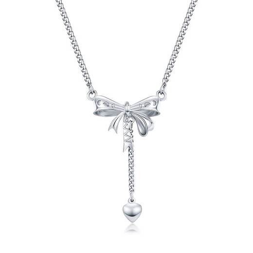 Mengjinyuan platinum necklace sweetheart bow platinum set chain romantic heart clavicle chain women's gift