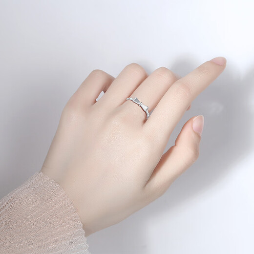 Aido Diamond PT950 brushed bow platinum ring for women, fashionable platinum live ring gift for girlfriend, weight 1.7-1.9 grams + delivery certificate