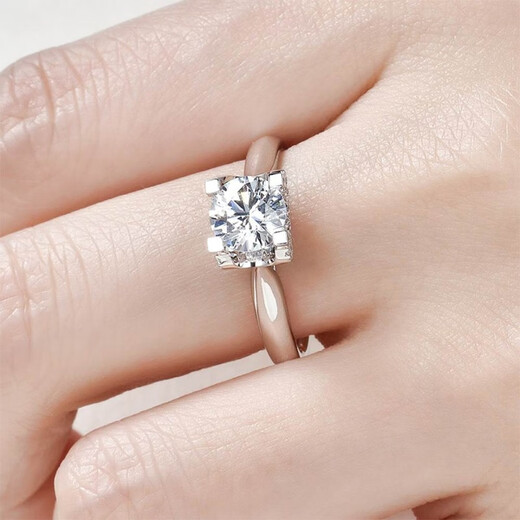 AVHE platinum diamond ring, bull head female ring for wedding, laboratory-grown diamond PT950 ring, real diamond for my wife on Chinese Valentine's Day, bull head platinum diamond ring + cultured diamond D color 20 points