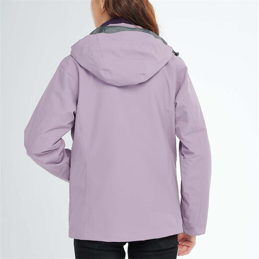 Simboo冲锋衣女男加厚三合一防风保暖外套加绒可拆卸登山滑雪户外衣服 12805紫色-女 2XL