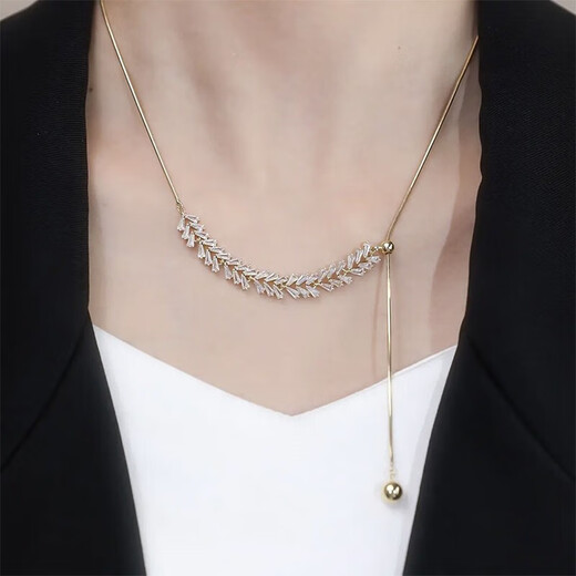Shijun (SHIJUN) neck scar cover clavicle chain thyroid scar cover postoperative necklace wheat ear zircon summer jewelry neck summer silver