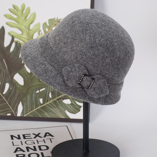 JIASHENGXI Hats for middle-aged and elderly women, mothers, autumn and winter warm fisherman hats, women's high-end wool thickened hats, old ladies basin hats, burgundy