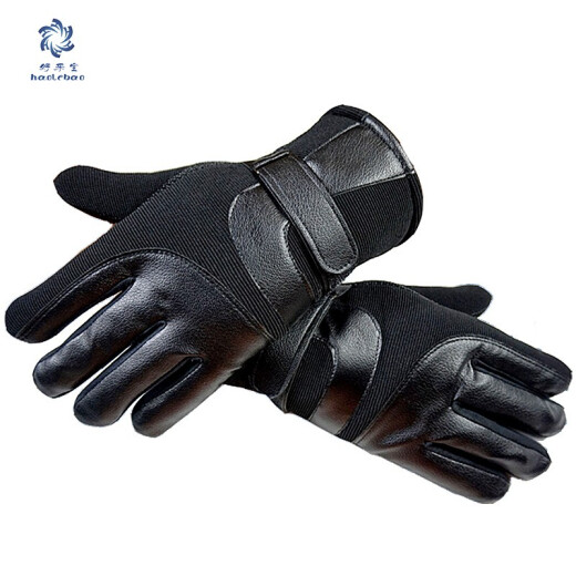 Haolebao black sports non-slip thickened warm cycling touch screen gloves outdoor wear-resistant mountain bike accessories and equipment