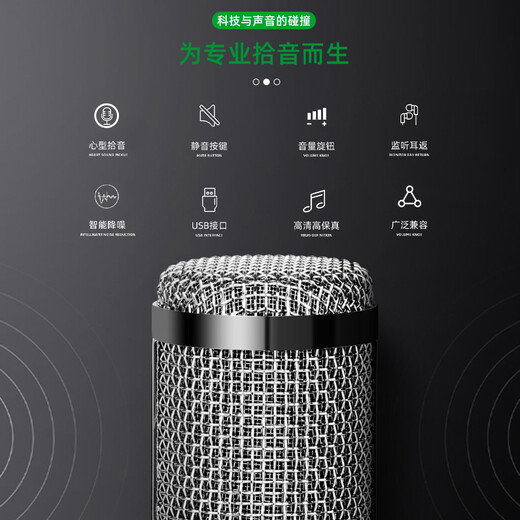 Depusheng Depusheng A8 USB computer live broadcast microphone mobile phone recording Android Apple national karaoke microphone online class teaching Douyin Kuaishou anchor video station A9 USB with tuning mute condenser microphone + anti-blowout net + cantilever stand
