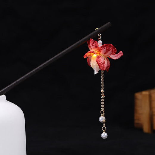 LEMIAO Ancient Style Tassel Hairpin Luminous Lantern Hairpin Silk Flower Wood Hairpin Palace Fairy Headdress Daily Versatile Hair Accessories Women Lantern Holding Candle - Blue