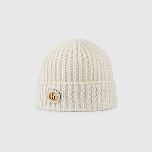 GUCCI double G wool cashmere blend hat gift white S