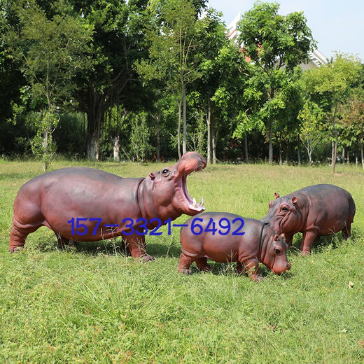Large outdoor garden landscape simulation hippopotamus fiberglass pond animal sculpture garden decoration lawn ornaments C style Dingjin