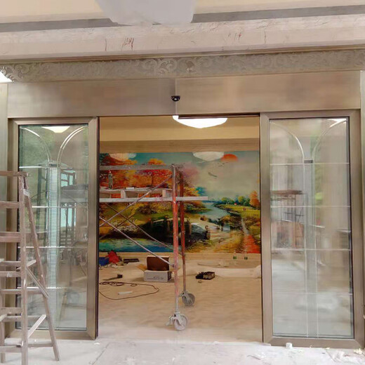 Guangzhou electric door glass door Haizhu glass electric sliding door manufacturer Conghua company glass door manufacturer yellow